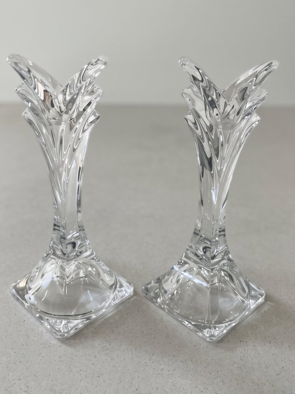 Mikasa Crystal Starburst Fluted Taper Candle Holders 7” Set of 2